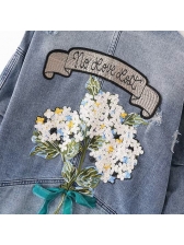 Causal Embroidery Ribbon Denim Jackets