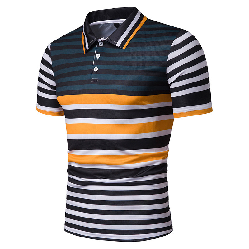 Wholesale Striped Contrast Color Button Up Polo Shirt GHA030136NV ...