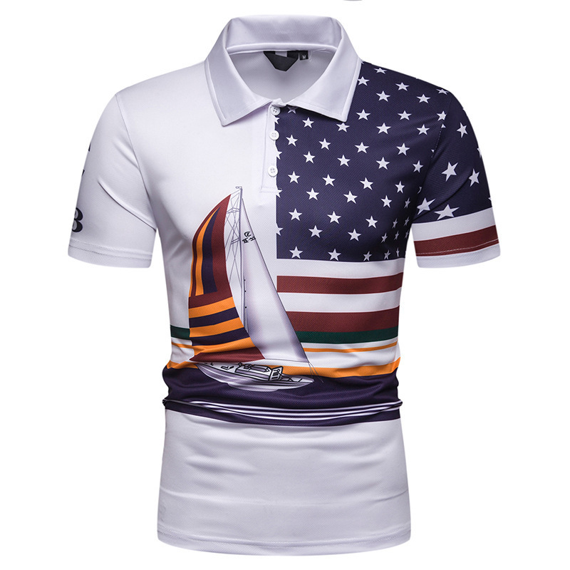 Wholesale Star Printed Casual Short Sleeve Polo Shirt GHA030534WI ...