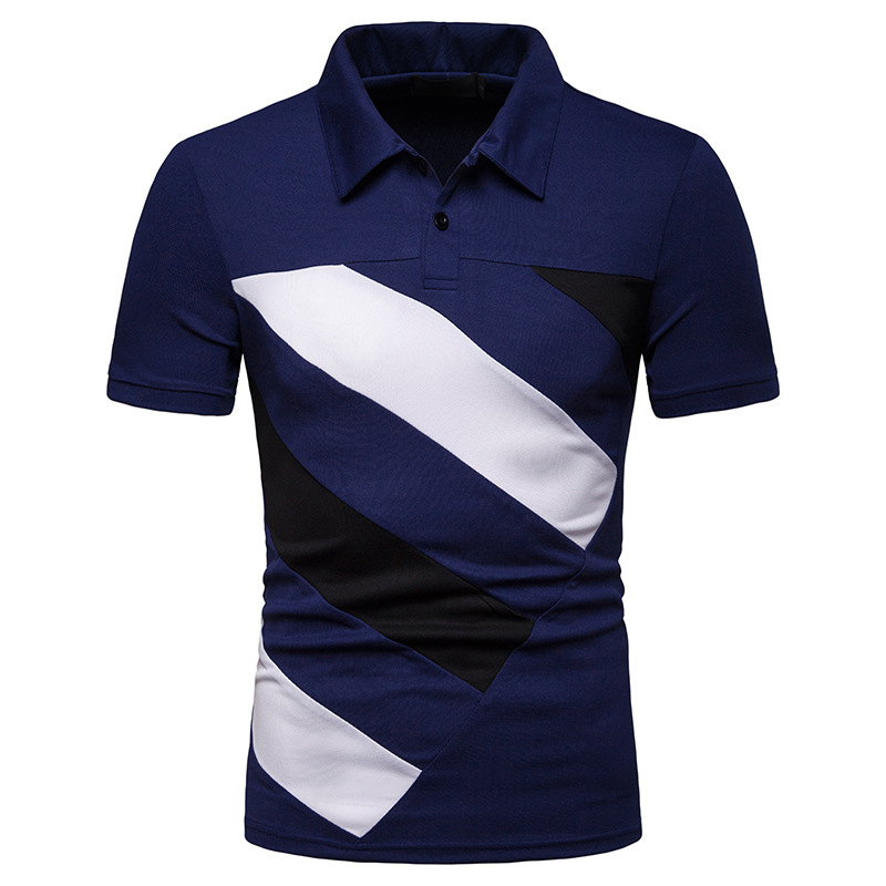 Wholesale Fashion Striped Patchwork Fitted Men Polo Shirt GHA031255 ...