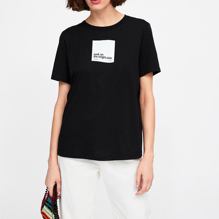 Wholesale Simple Design Crew Neck Printed Woman T-Shirt GPA031527BA ...