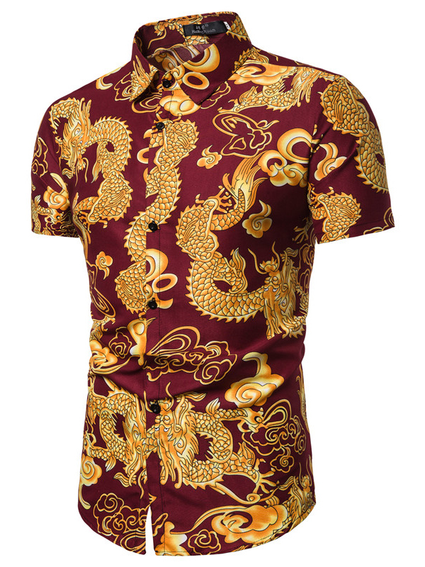 Wholesale Chinese Style Dragon Printed Short Sleeves Shirt For Men ...