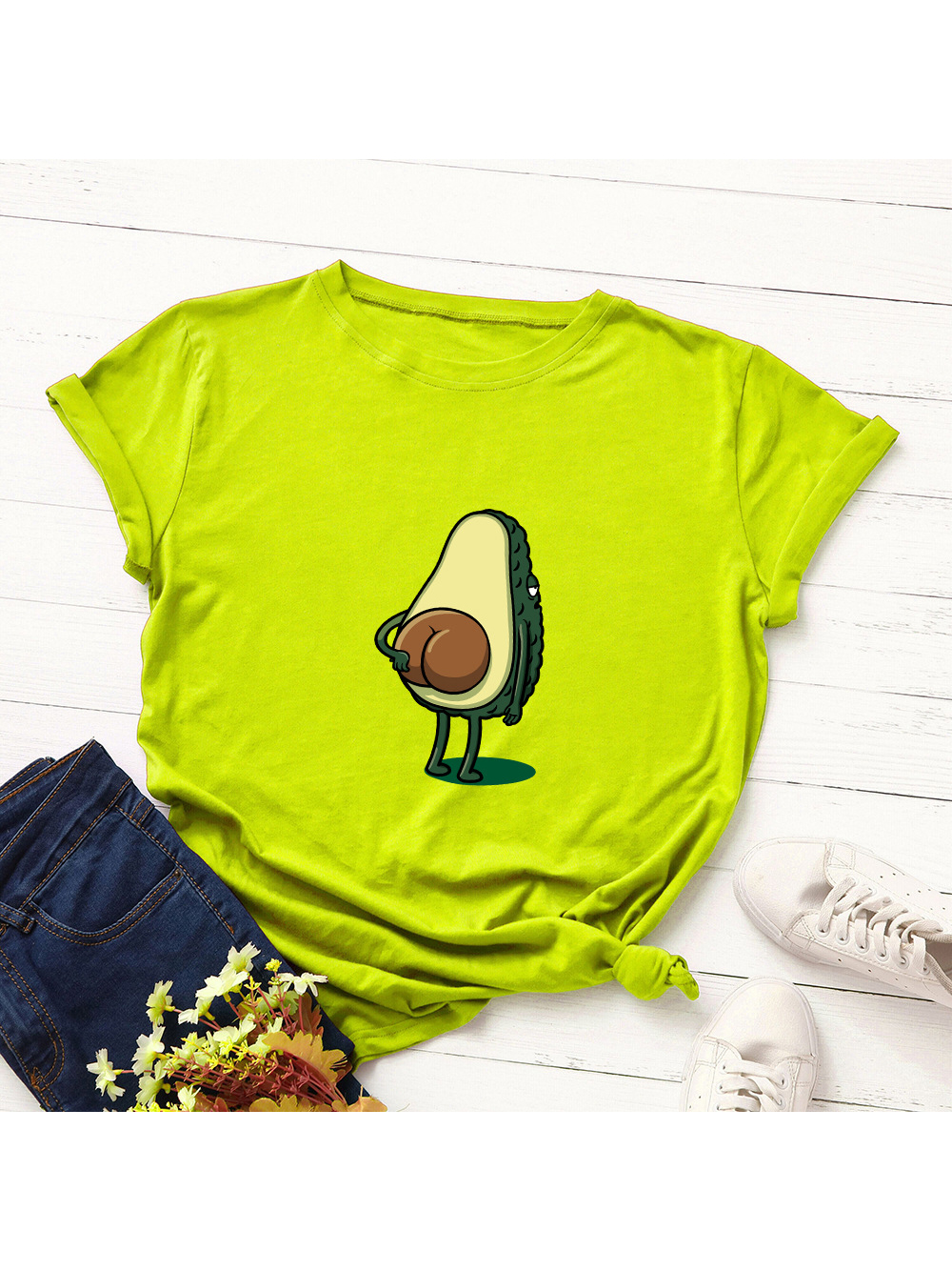 Wholesale Avocado Printed Short Sleeve T Shirt For Women Vwa053024 Wholesale7 2290