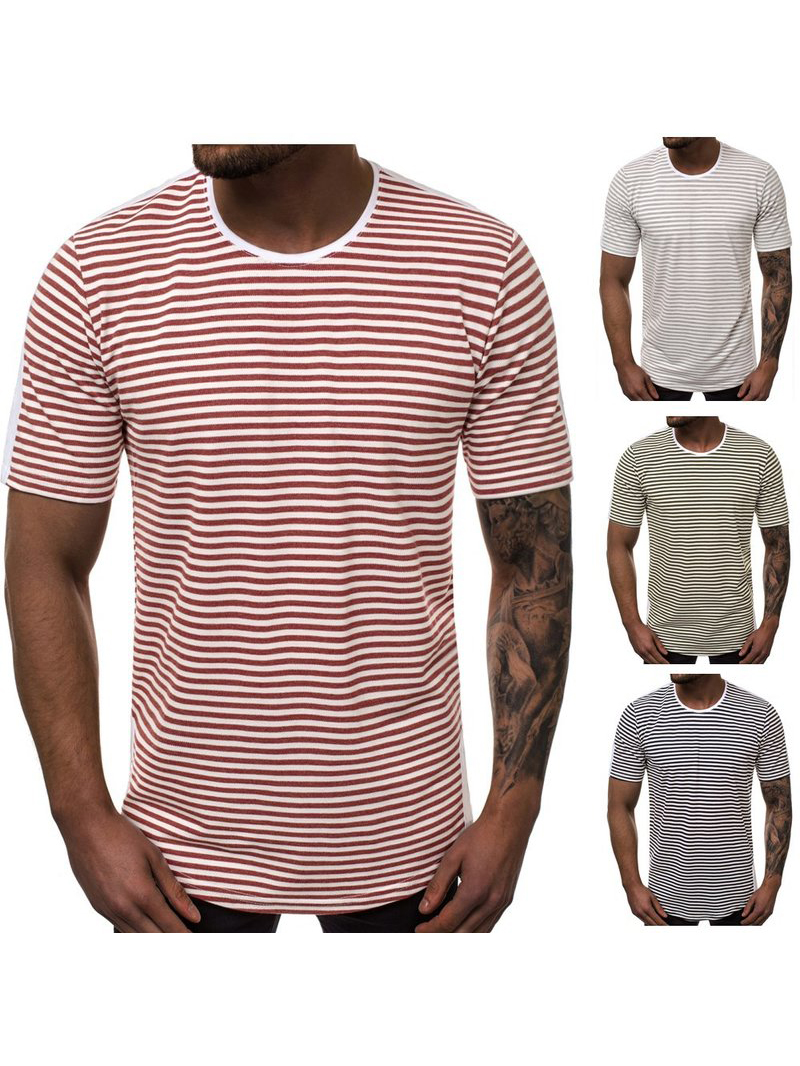 Wholesale Casual Crew Neck Striped Short Sleeve T-shirt For Men ...