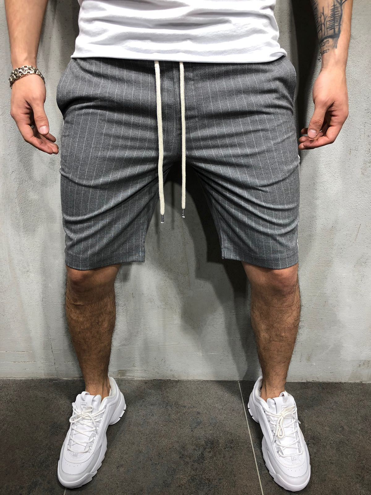 Wholesale Casual Striped Drawstring Sport Half Pants For Men ICA062804 ...