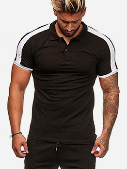 Business Fashion Men Striped Print Polo Neck Long Sleeve Plus Size Shirt