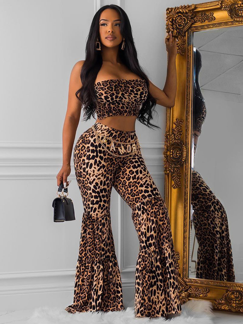 leopard print two piece outfit