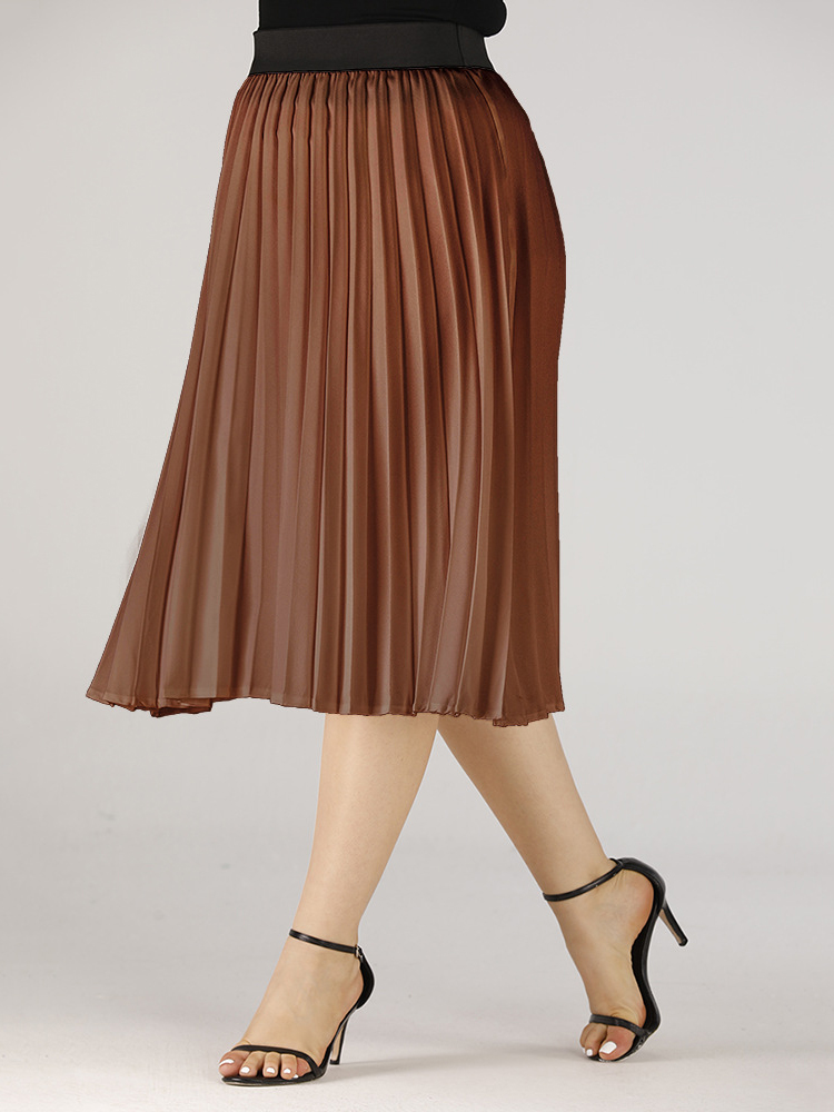 Wholesale Solid Color Plus Size Pleated Skirt VPA082349 | Wholesale7