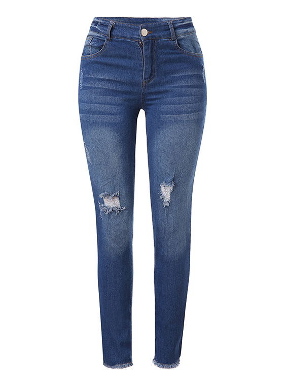 Wholesale Gradient Color Fashion Ripped Jeans SZA092439DB | Wholesale7