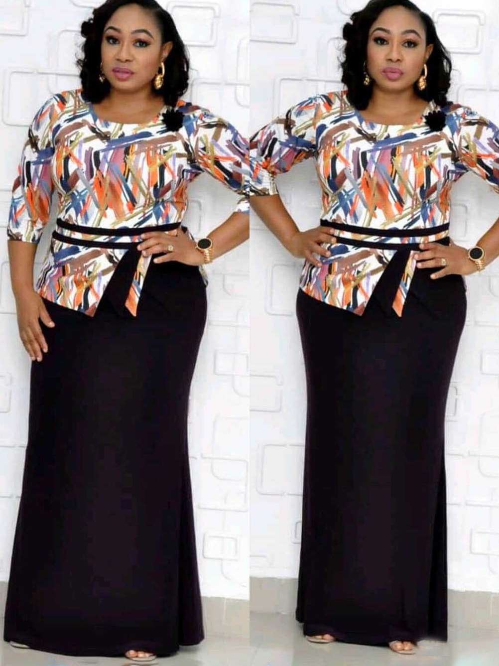 Wholesale African Printed Fitted Plus Size Maxi Dress Lha092623 