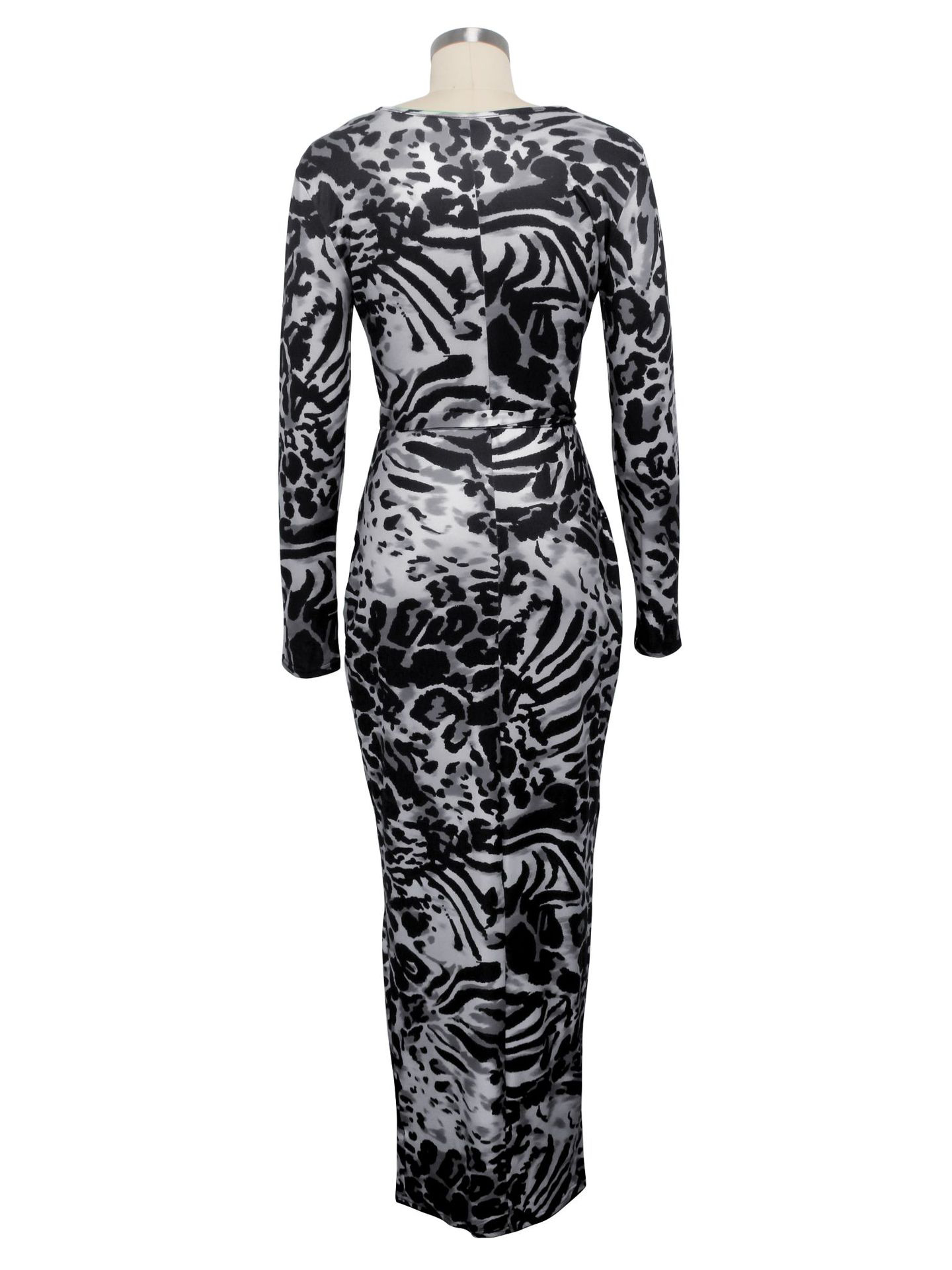 Wholesale Animal Print Skim Fitted Long Sleeve Maxi Dress UCA102301 ...