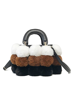 Chic Multicolored Plush Ball Handbags With Detachable Belt