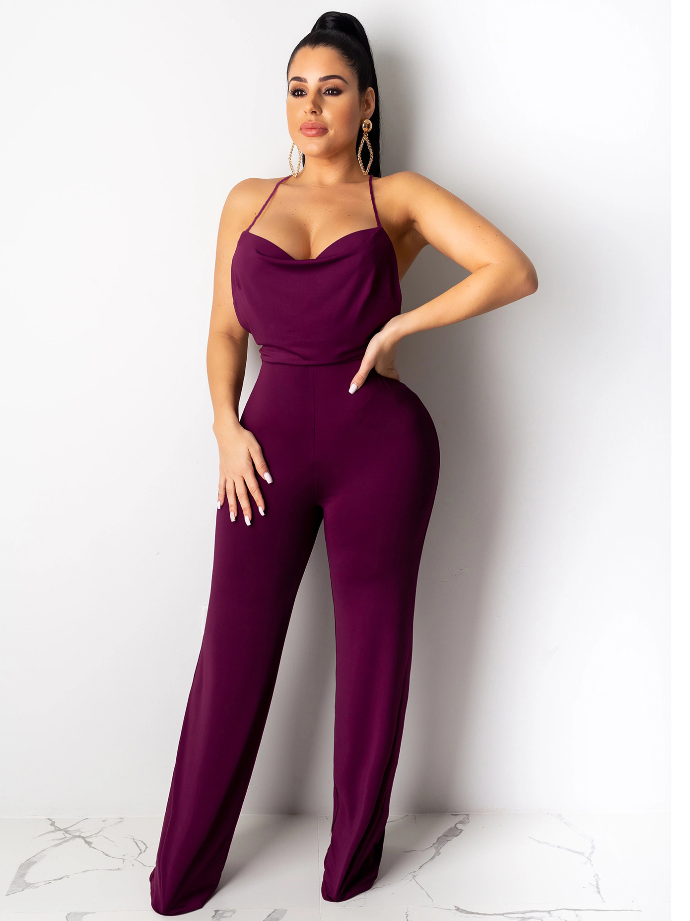 Wholesale Solid Back Tie Backless Jumpsuits For Women SZA110143 ...