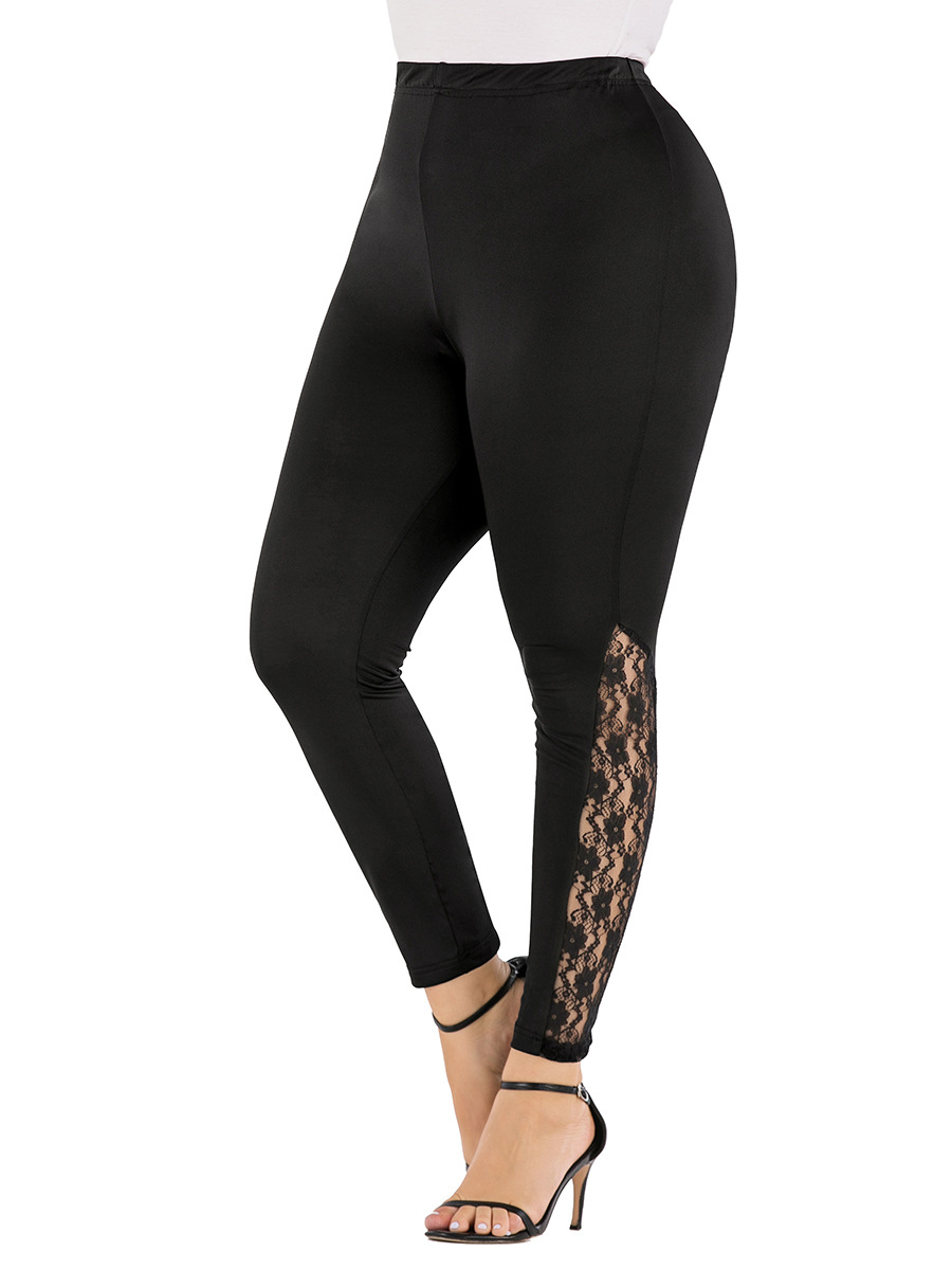 Wholesale Plus Size Lace Patchwork Black Leggings For Women GWA111415BA ...