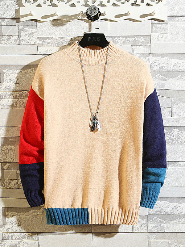 Wholesale Fitted Color Block Men Pullover Sweater UCA112013 ...
