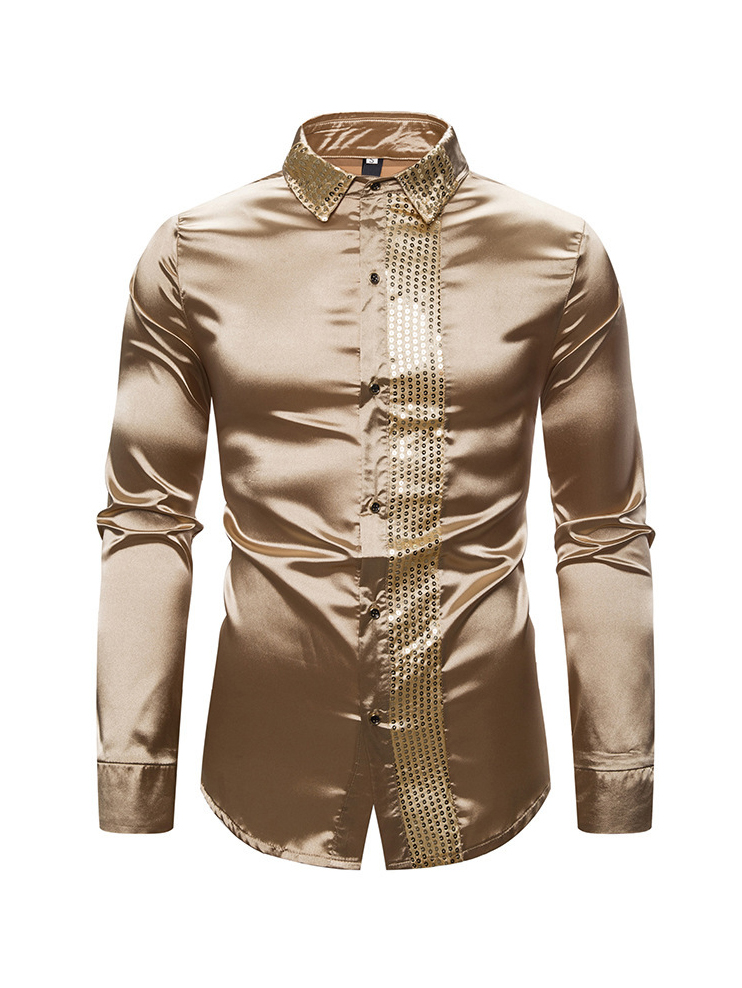 Wholesale Lustrous Sequins Patchwork Shirts For Men UCA112707 | Wholesale7