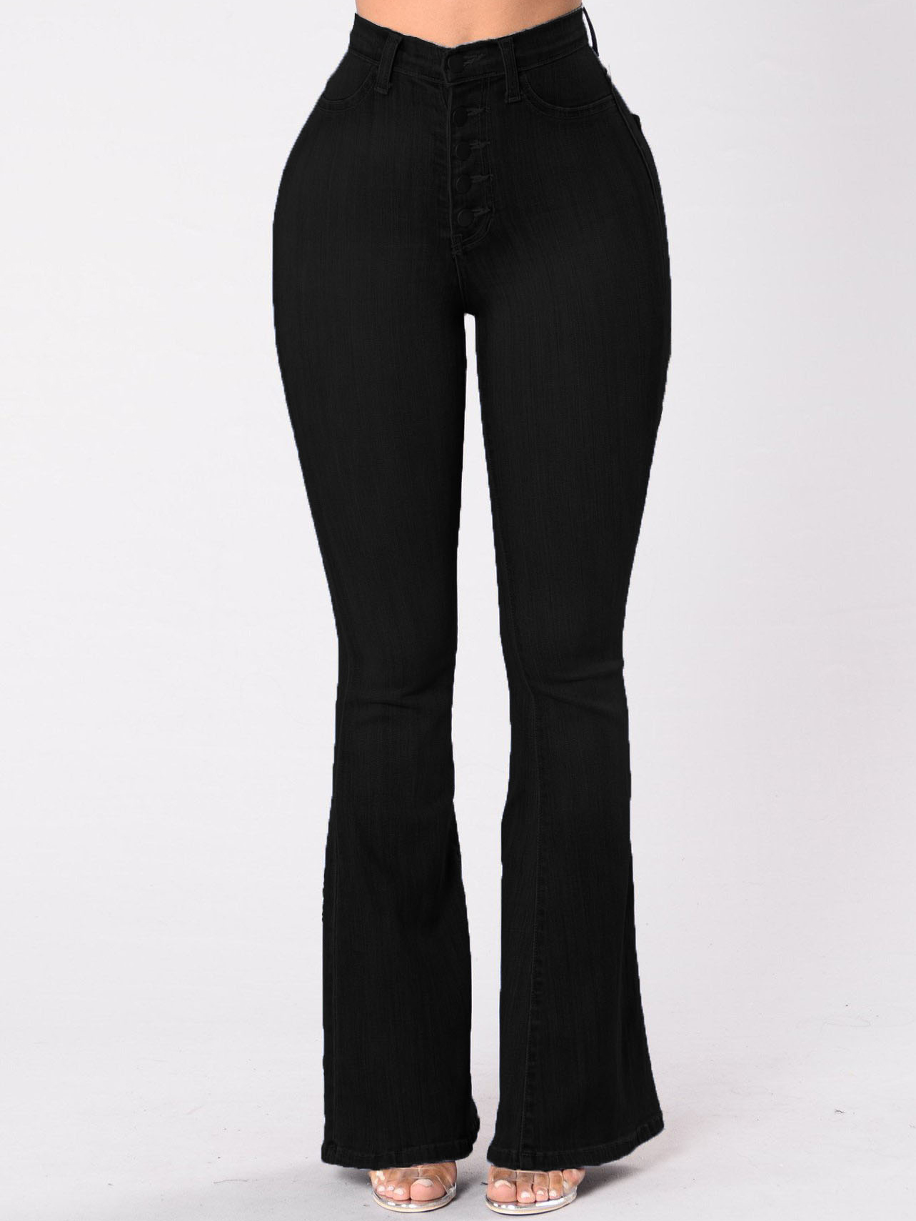 Wholesale All Black High Waist Jeans SPA121039BA | Wholesale7.net