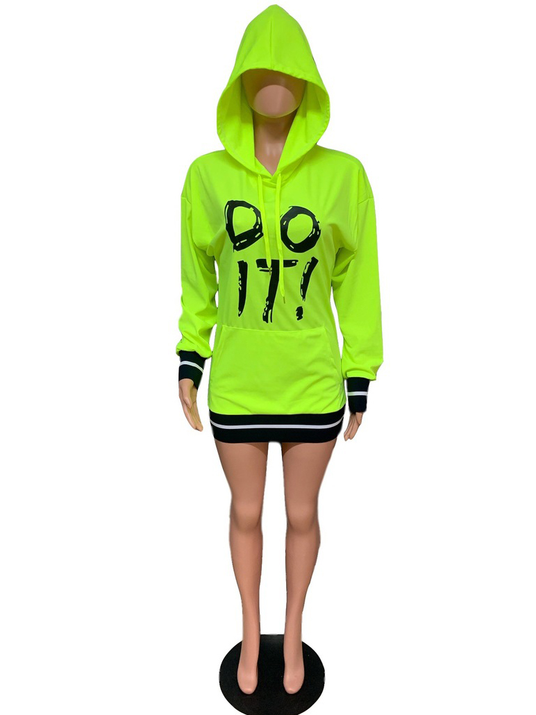 Wholesale Letter Fluorescent Green Long Sleeve Hoodies LHA122739GE ...