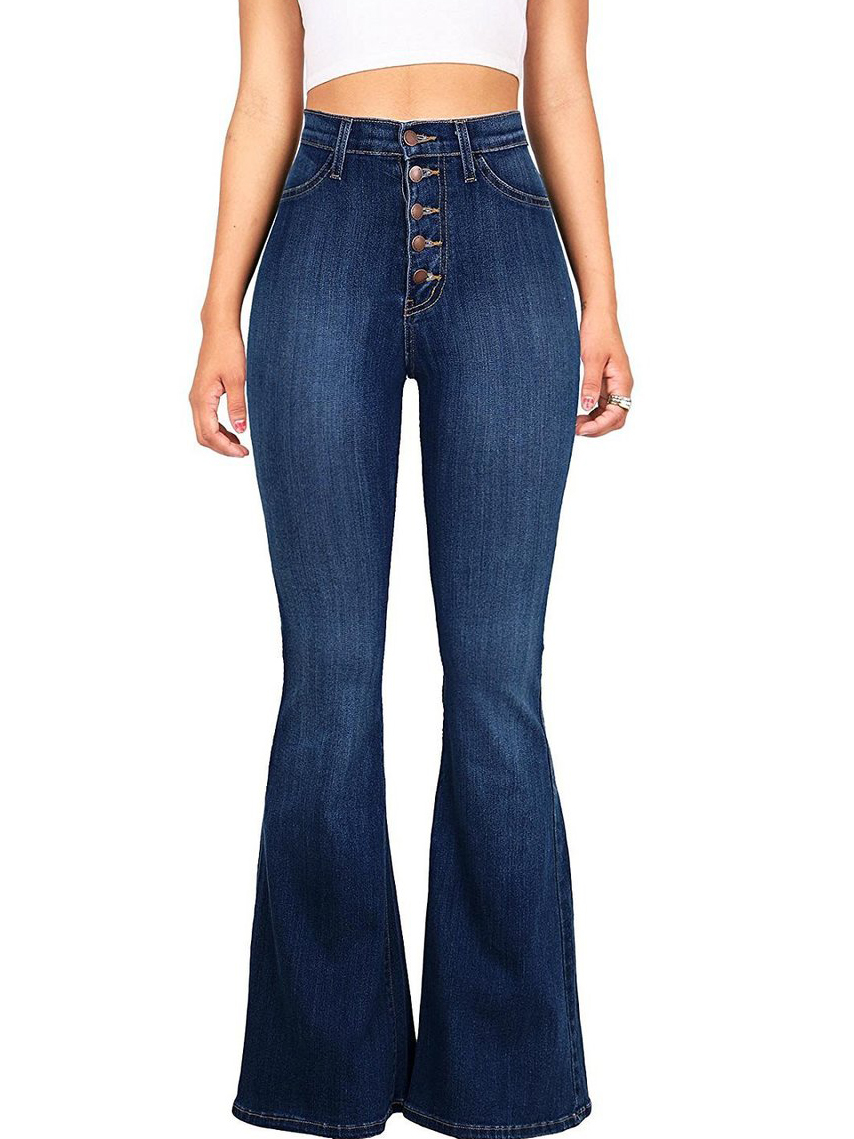 Wholesale Fashion High Waist Button Up Flare Jeans VPM030423 | Wholesale7