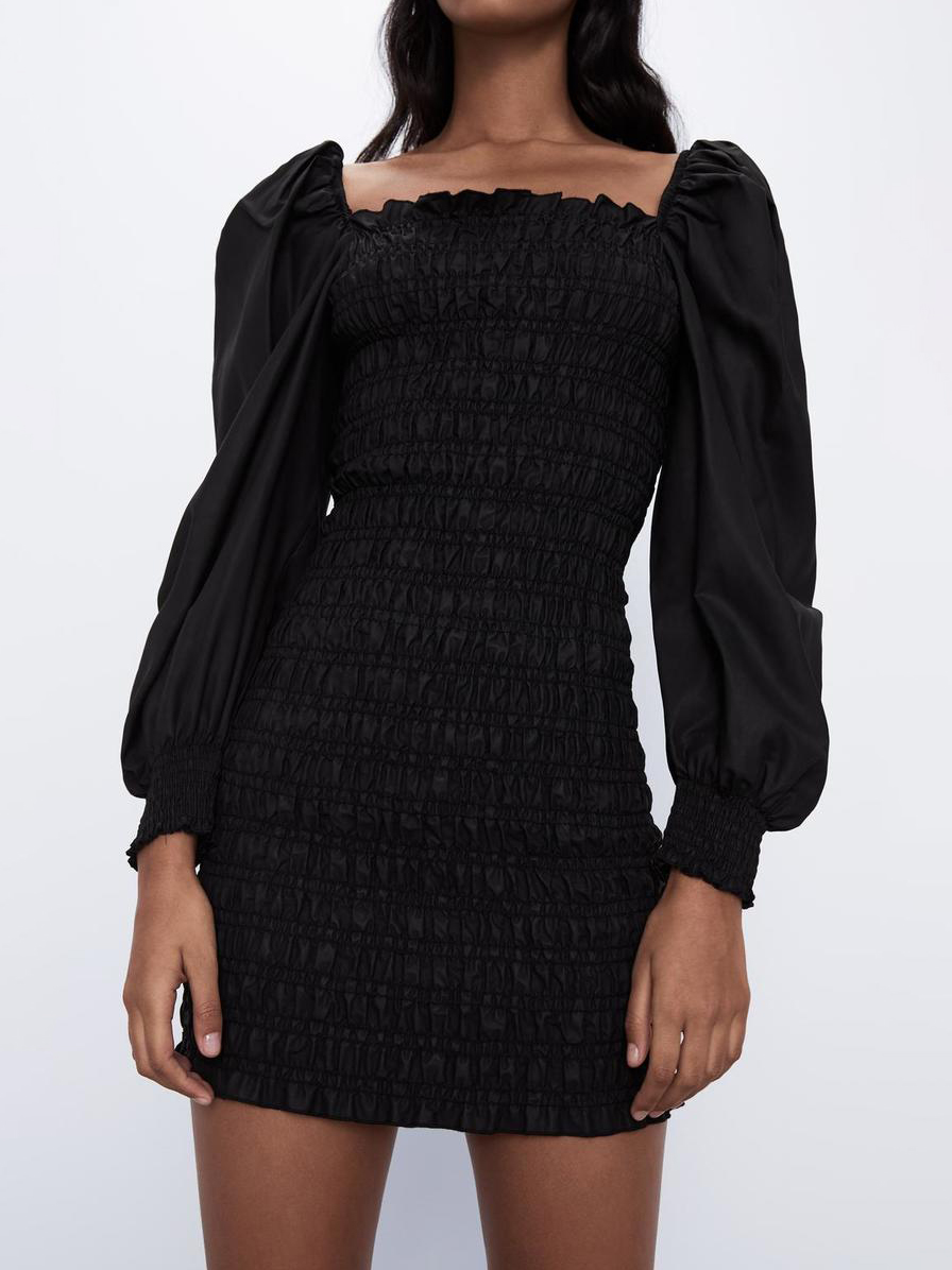 black dress with net sleeves