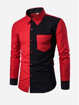 Whoelsale Stylish Men's Color Block Long Sleeve Shirt