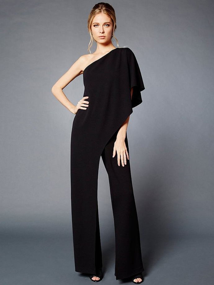 Wholesale Inclined Shoulder Solid Straight Leg Ladies Jumpsuits ...