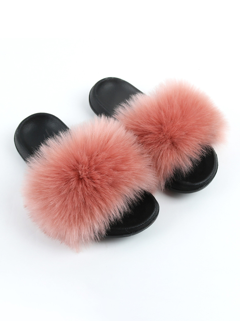 Wholesale Korean Faux Fur Fluffy Slides 