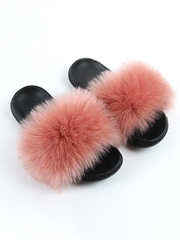 Korean Faux Fur Fluffy Slides Summer Slippers