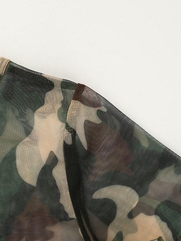 Wholesale See Through Mesh Camouflage Summer Cropped T Shirt ...