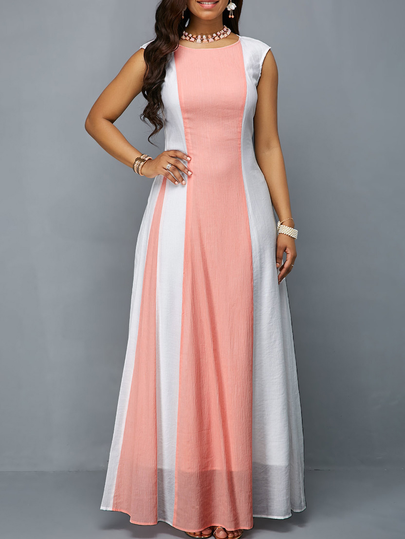 Wholesale Contrast Color Sleeveless Plus Size Maxi Dress LHM041561 ...