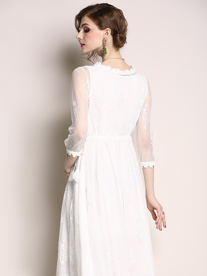 Wholesale Gauze Patch White Long Sleeve A-Line 2 Piece Dress LHM051412 ...