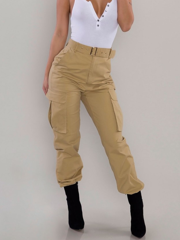 Wholesale Fashion Pure Color High Waist Cargo Pants For Women LHM052644 ...