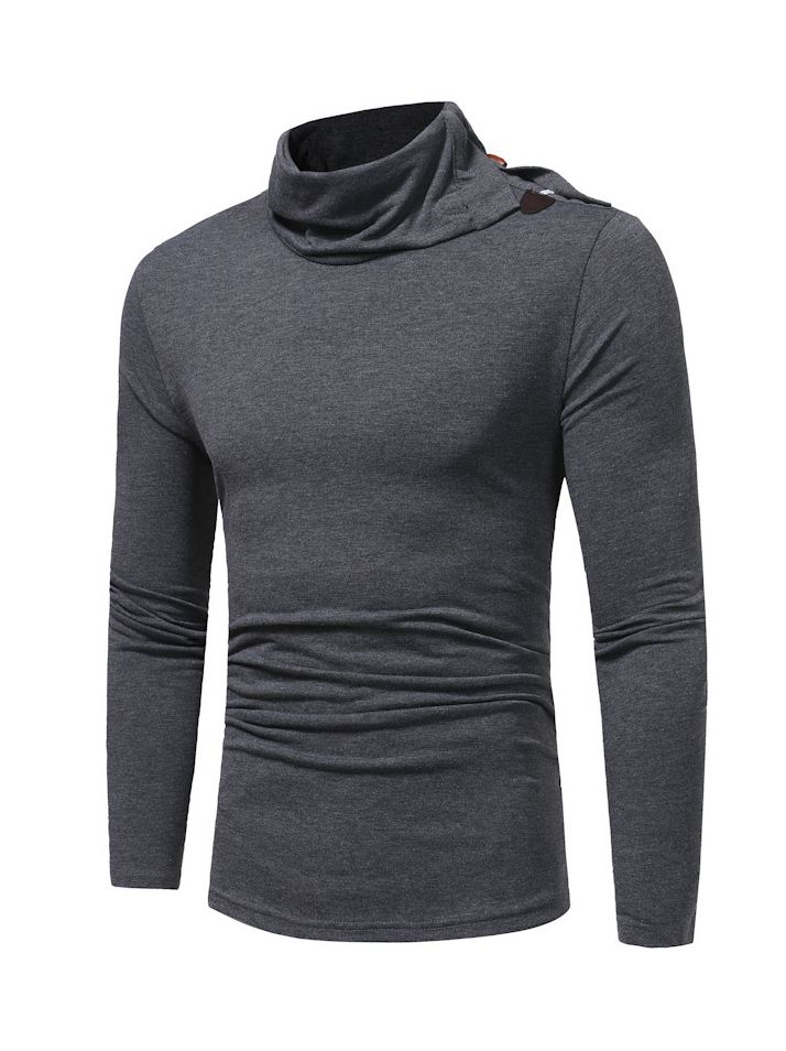 Wholesale High Neck Solid Long Sleeve Fitted T-shirts For Men VPM060471 ...