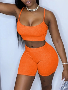 Skinny Crop Top Vest With Shorts Two-piece Set Tracksuit Set