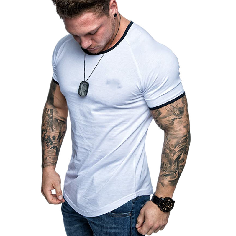 Wholesale Crew Neck Contrast Trim T Shirts For Men VPM061361 | Wholesale7