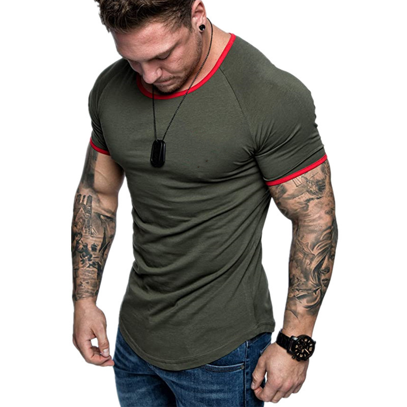 Wholesale Crew Neck Contrast Trim T Shirts For Men VPM061361 | Wholesale7