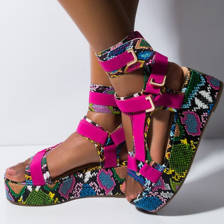 Wholesale Colorful Printed Euro Ladies Platform Sandals UCM061909 ...