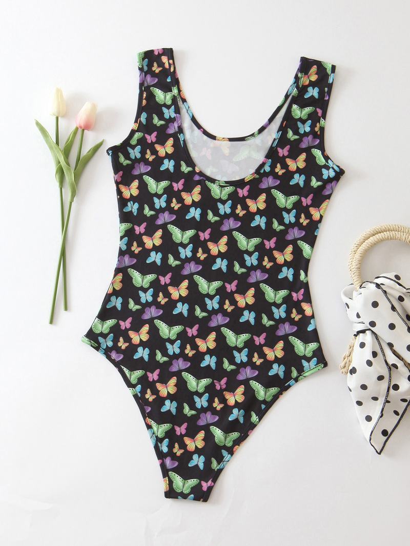 Wholesale Colorful Butterfly Printed Sleeveless Bodysuit GWM062851BA ...