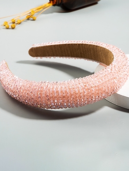 Small Beaded Solid Color Wide Hair Band For Women