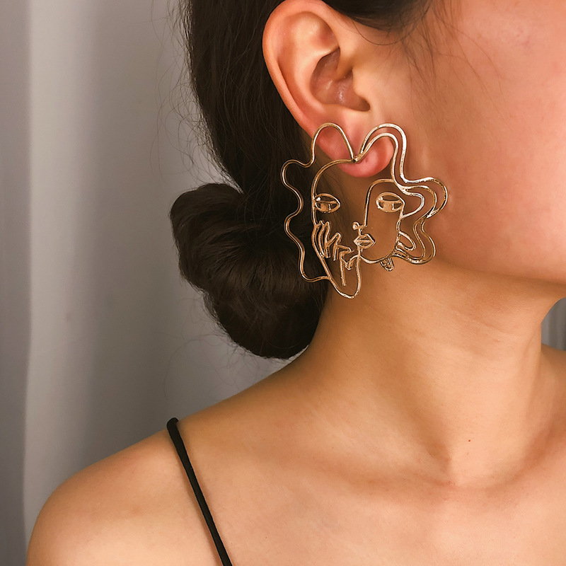 Creative Face Shape Hollow Out Earrings Online