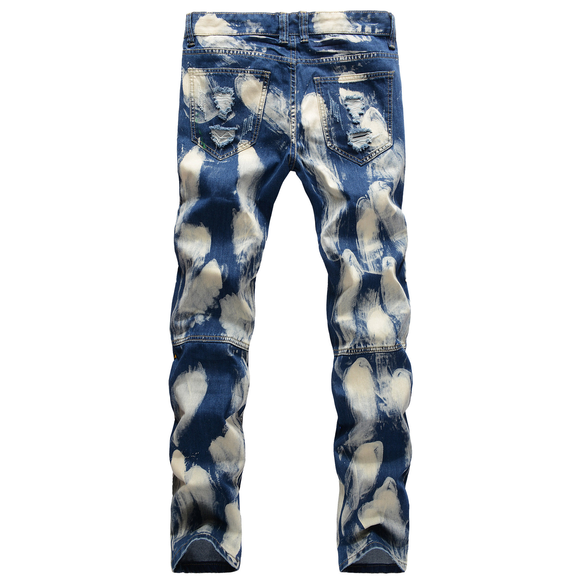Wholesale Stylish Contrast Color Painted Mens Jeans VPM071755BU ...