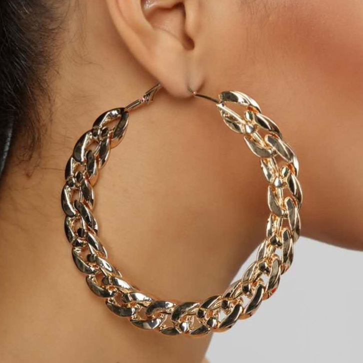 Thick Chain Exaggerated Design Big Hoop Earrings