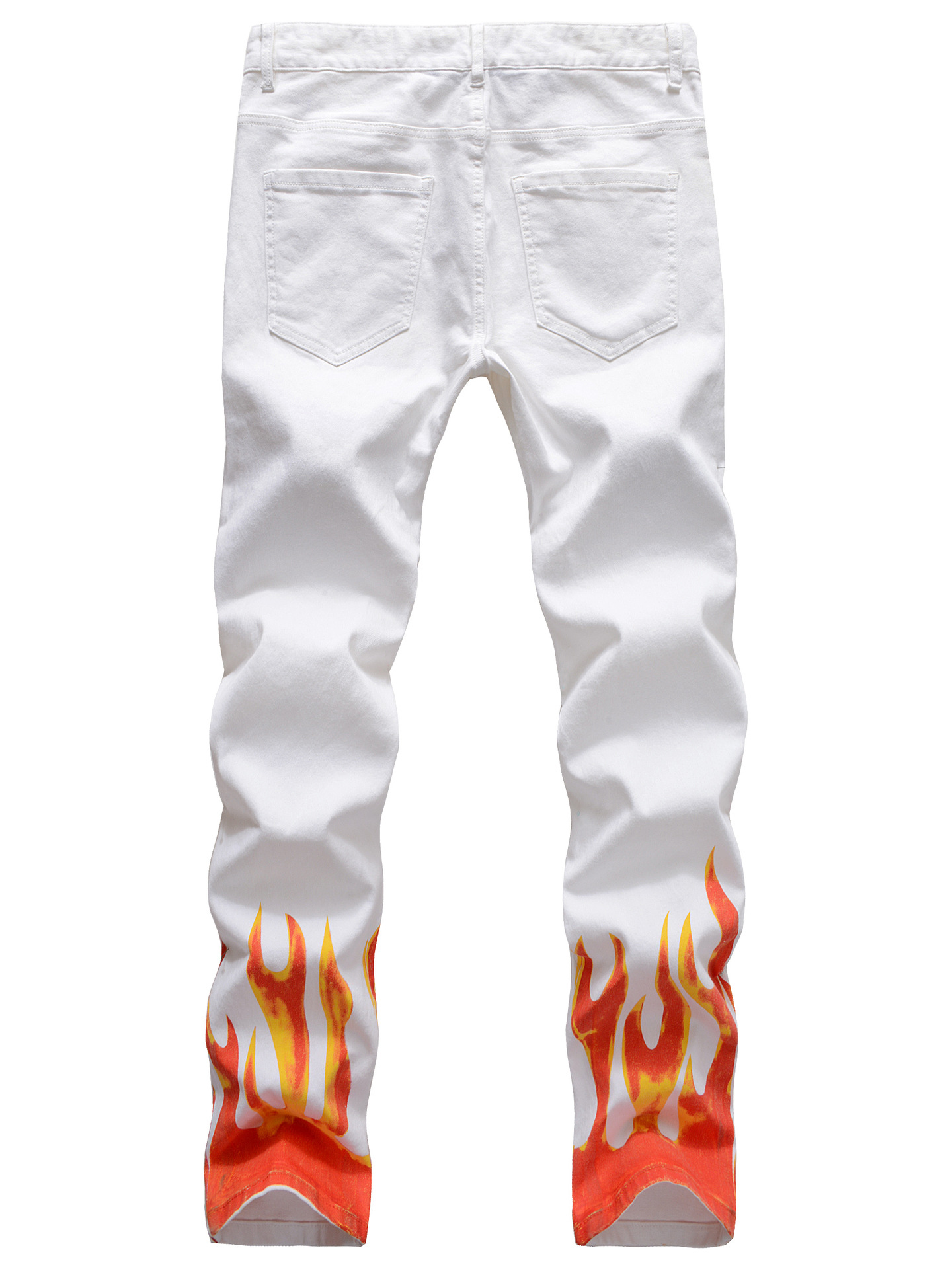 Wholesale Street Flame Print Mid Waist Mens Jeans VPM081161WI | Wholesale7
