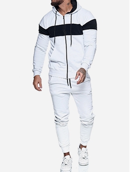 Contrast Color Hooded Winter Workout Clothes