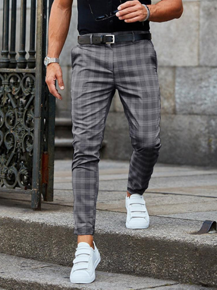 Wholesale Fashionable Fitted Straight Plaid Pants For Men VPM081856DG ...