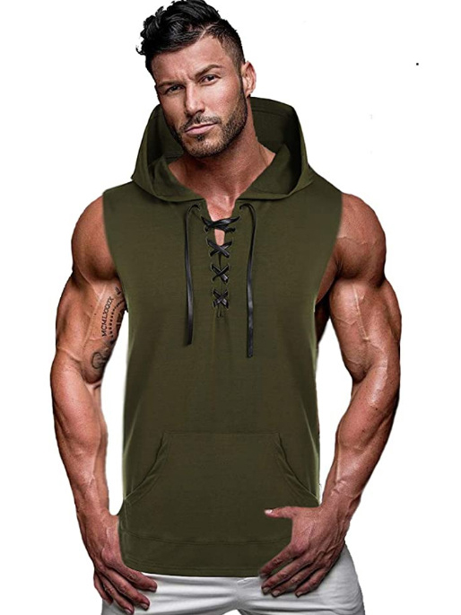 Wholesale Casual Solid Color Hooded Sleeveless Tank Top VPM082568 ...