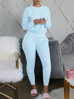 Casual Crew Neck Tracksuits Top And Pencil Pants