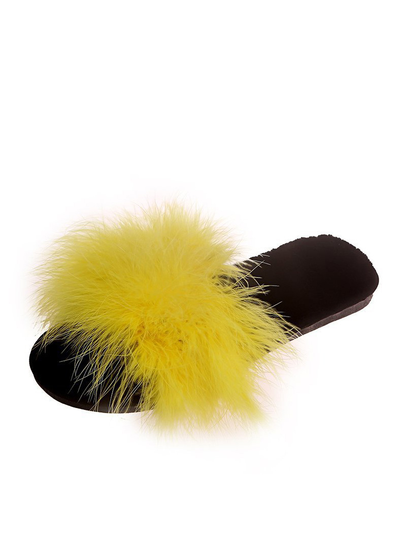 Wholesale Stylish Faux Fur Round Toe Slip On Slippers UCM090289