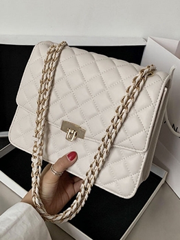 Quilted Leather Shoulder Bag Clutch Crossbody Bag with Chain Strap