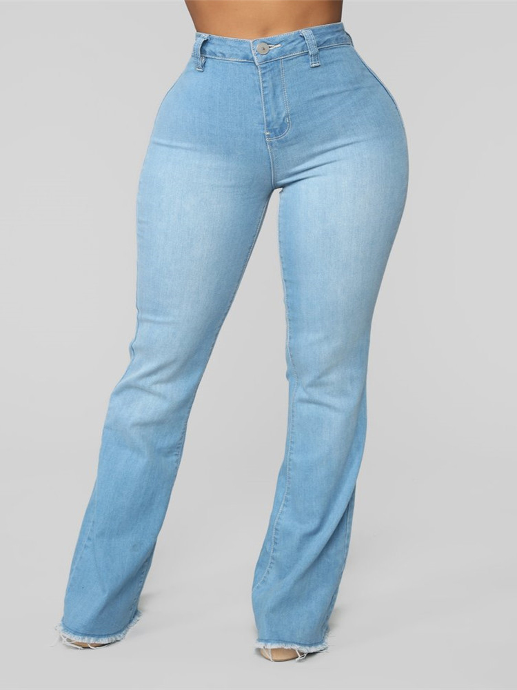 Wholesale Light Blue Mid Waist Stretch Bootcut Jeans VPM092510LB ...
